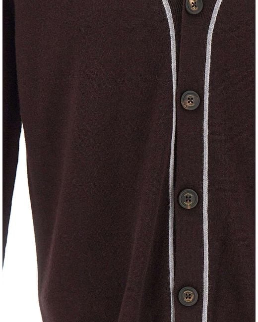 Eleventy Brown Long-Sleeved Knitted Cardigan for men