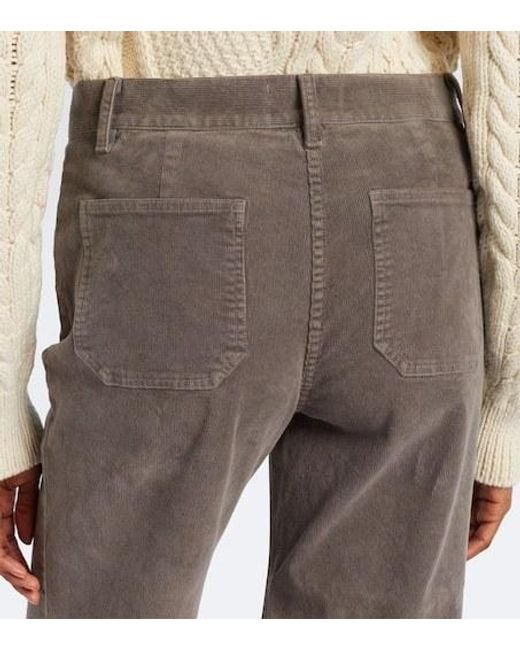 Nili Lotan Gray Florence Corduroy Wide-Leg Pants
