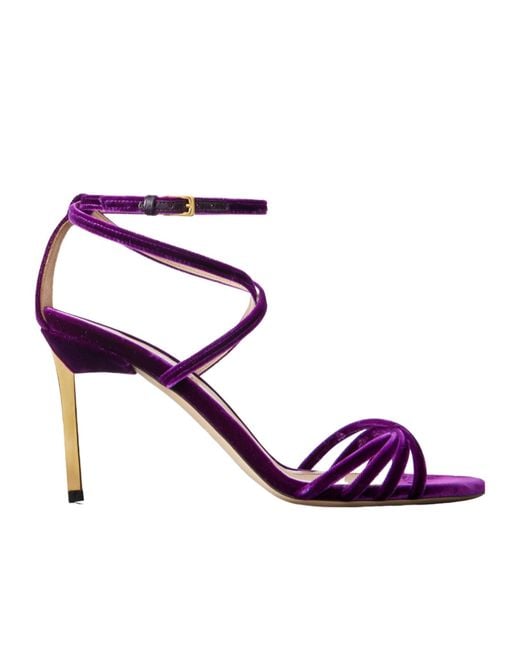 Tom Ford Purple Ida Velvet High-Heeled Sandals