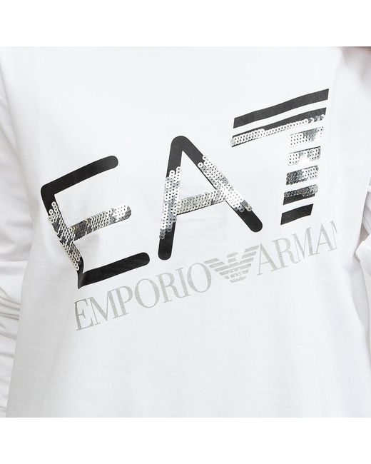 EA7 White Logo Pattern Sweater
