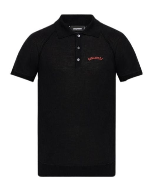 DSquared² Black Knitted Polo Shirt for men