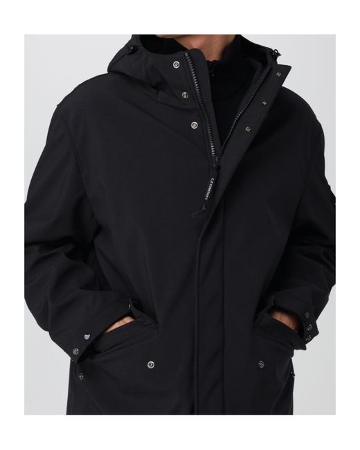 C P Company Black Lens-Detail Hooded Jacket for men