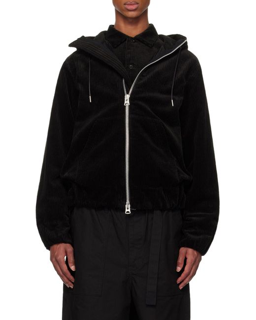 Sacai Black Zip-Up Corduroy Jacket for men
