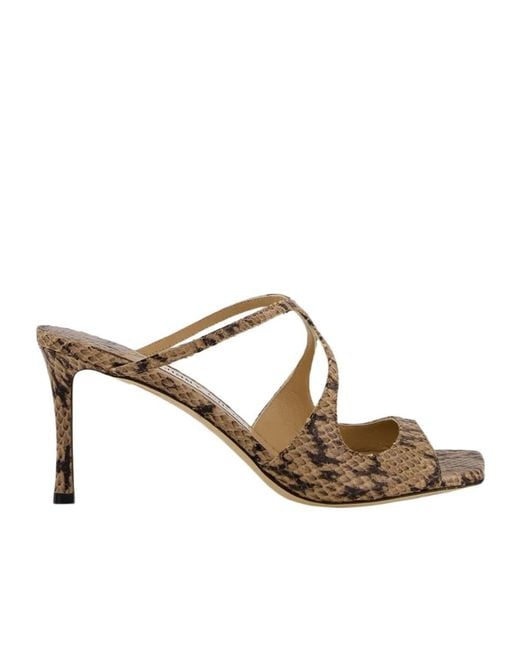 Jimmy Choo Multicolor Anise Snake-Effect Leather Sandals