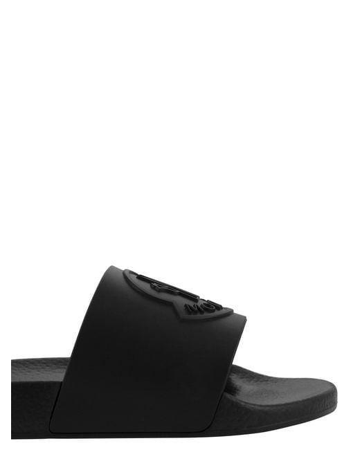 Moncler Black Basile Sliders for men