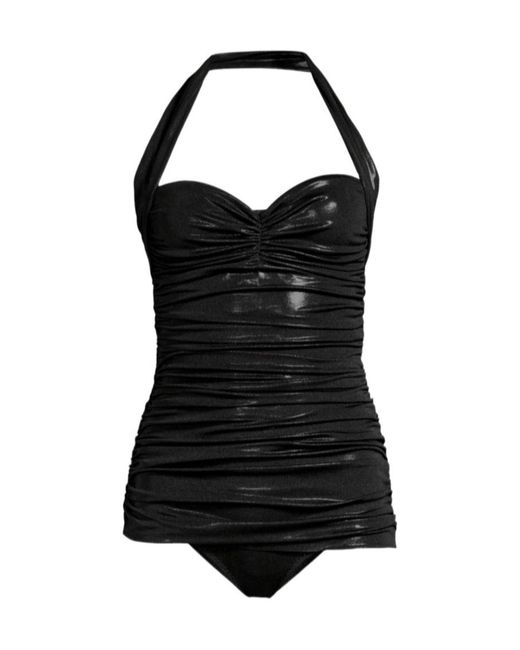 Norma Kamali Black Bill Mio Lame One-Piece Swimsuit