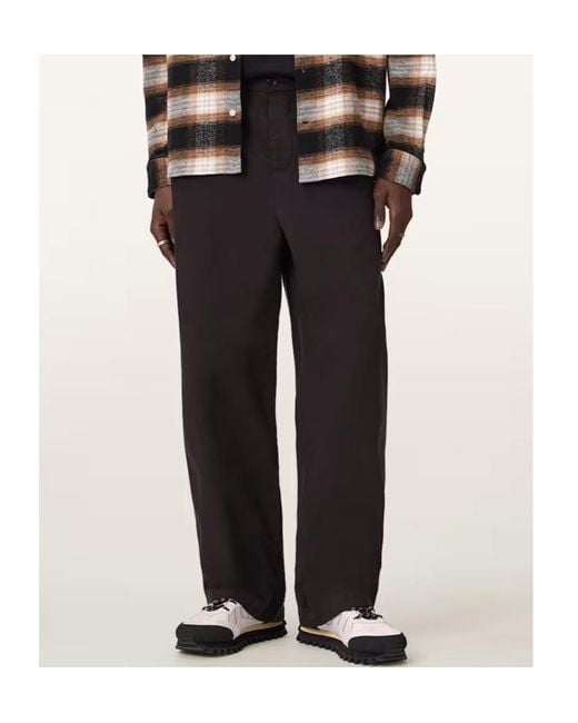 AllSaints Black Juku Loose Fit Trousers for men