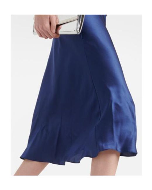 Rodarte Blue Floral-Appliqué Silk Midi Dress