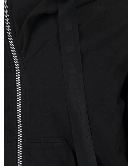 Rick Owens Black Drawstring Zipped Cardigan for men