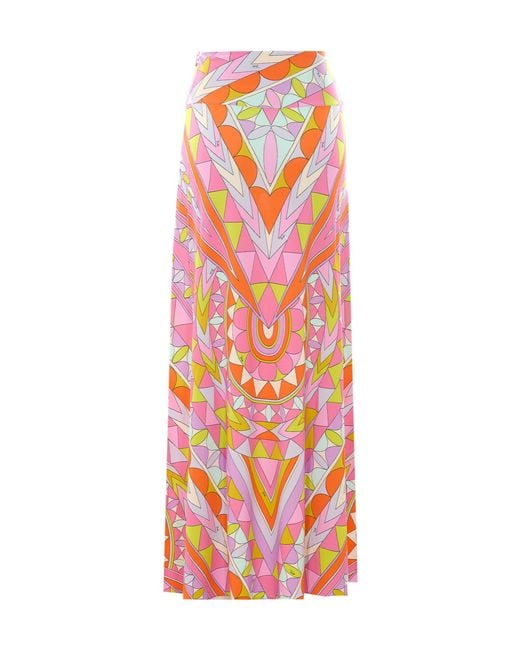 Emilio Pucci White Pucci Geometric Printed Midi Skirt