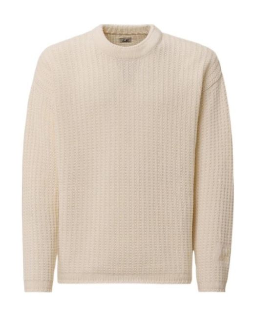 C P Company Natural Textured Crewneck Knitted Jumper for men