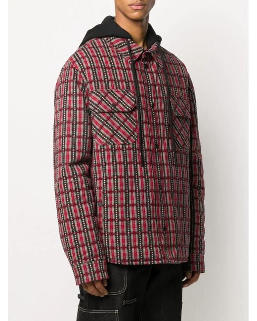 Off-White c/o Virgil Abloh Red Checked Hooded Jacket for men