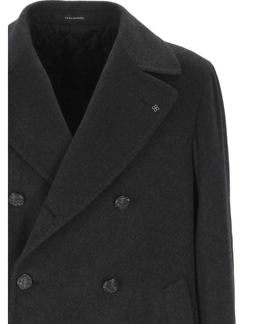 Tagliatore Black Long-Sleeved Coat for men