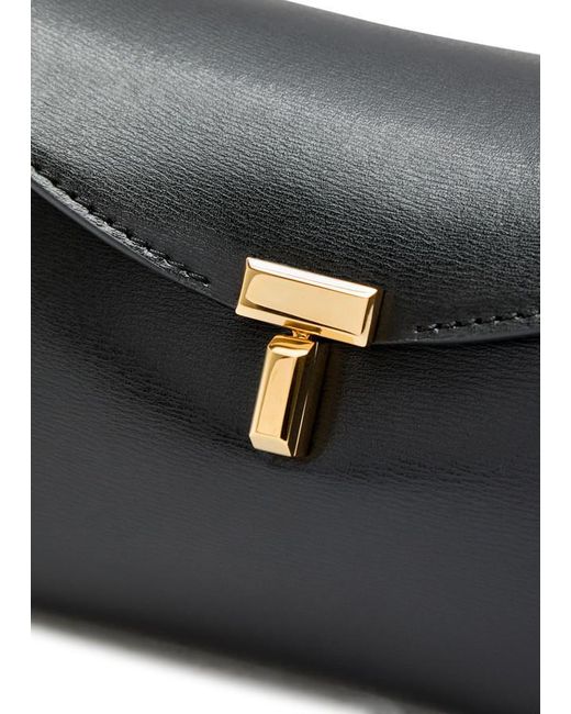 Totême Black T-Lock Mini Leather Clutch