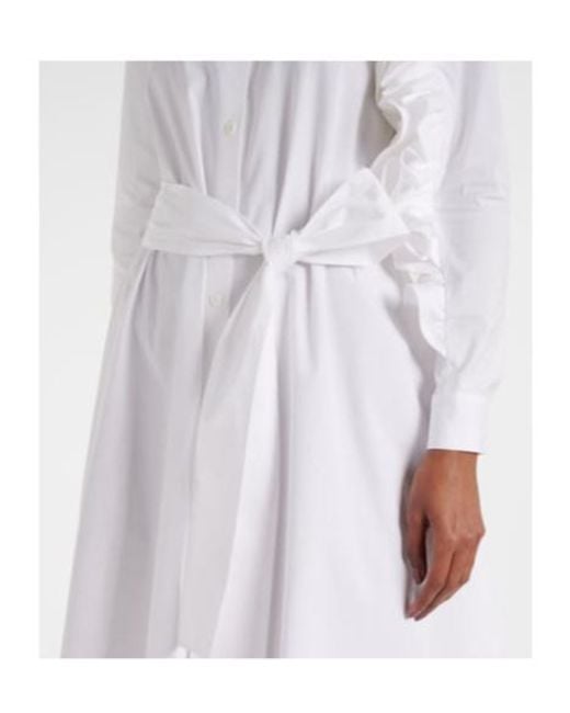 Carolina Herrera White Floral-Applique Poplin Shirtdress