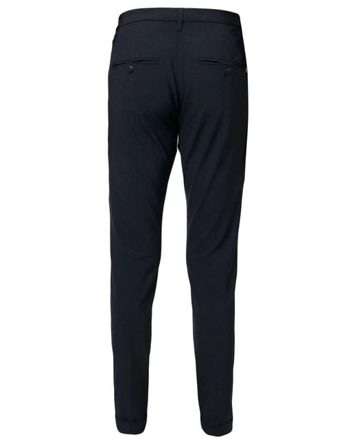 Dondup Blue Logo-Plaque Tailored Trousers for men
