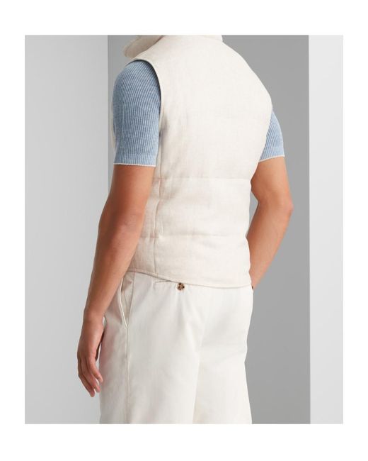 Brunello Cucinelli White High-Neck Button-Up Gilet for men