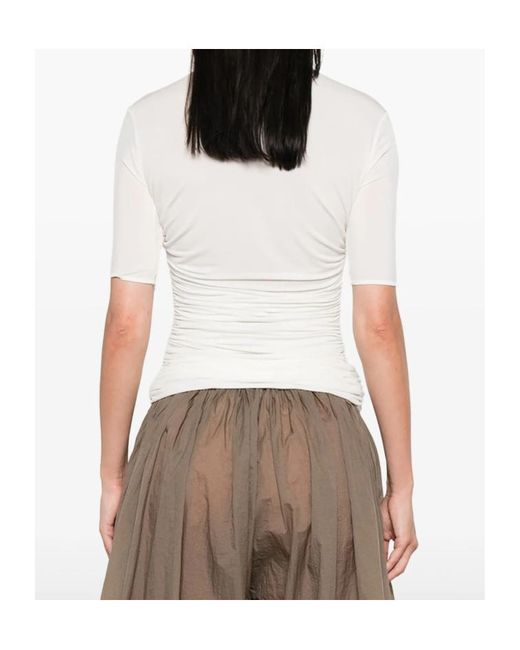 Alaïa White Alaïa Gather Detailed Jersey T-Shirt