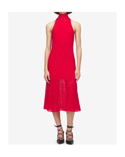 McQueen Red Spider Lace Midi Dress