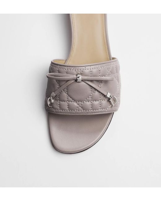 Dior Cannage Block Heel Mules in White | Lyst UK