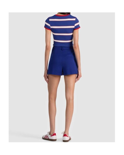 Alice + Olivia Blue Conry Pleated Short