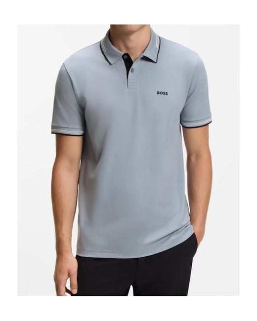 Boss Blue Collared Short-Sleeved Polo Shirt for men