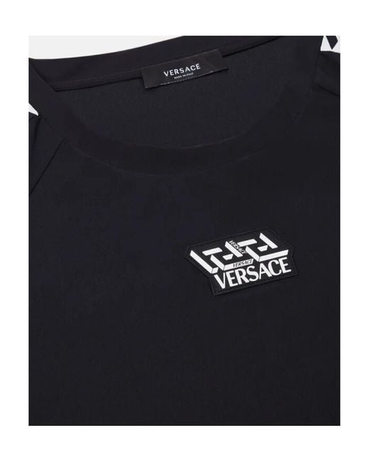 Versace Black La Greca Panel Short-Sleeve T-Shirt for men