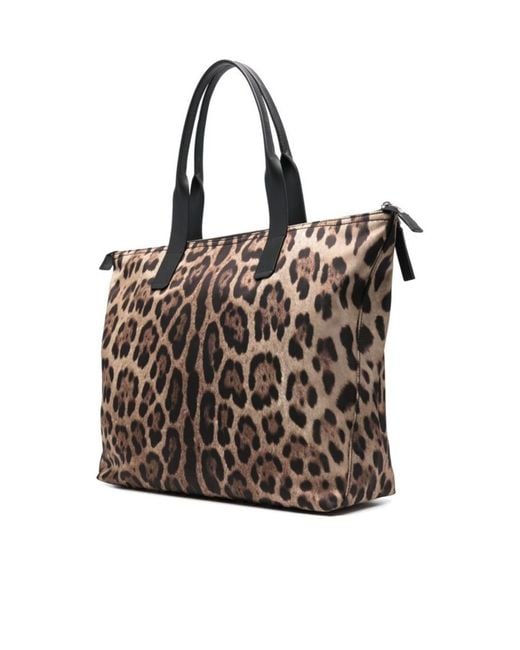 Dolce & Gabbana Brown Leopard Printed Tote Bag for men