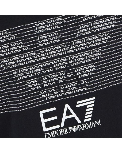 EA7 Black Round-Necked Logo T-Shirt for men