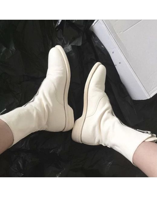 Guidi Natural Zip-Front Calf-Length Boots
