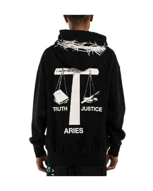 Aries Black Bad Friday Graphic Printed Hoodie for men
