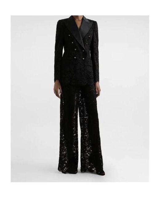 Dolce & Gabbana Black Dna Lace-Detailing Trousers