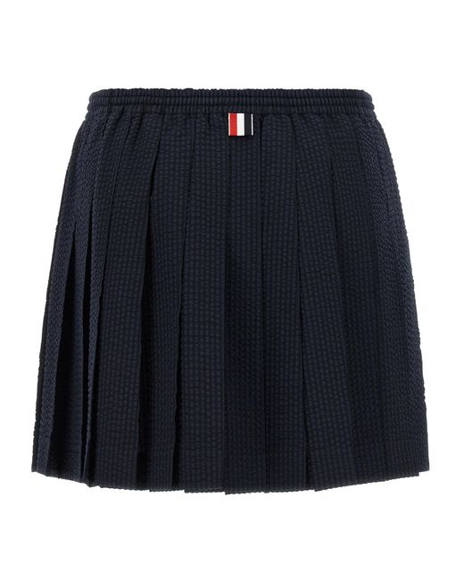 Thom Browne Blue Drawstring Pleated Mini Skirt