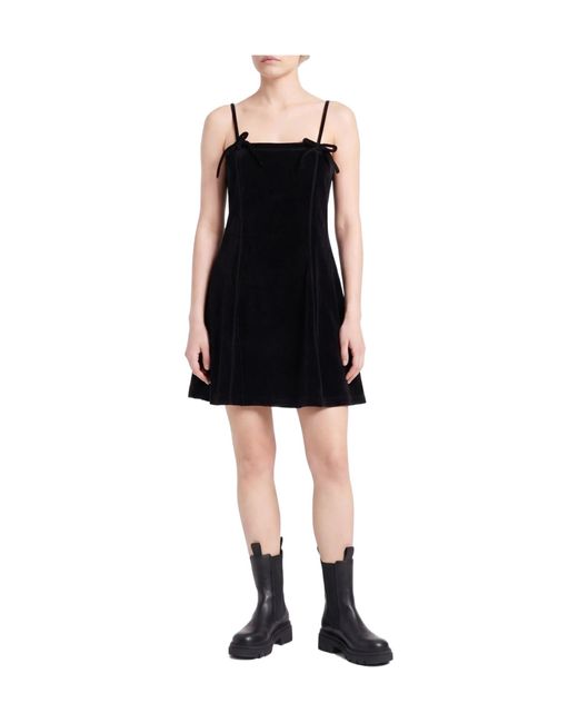 Ganni Black Mini Dress Cotton, Polyester