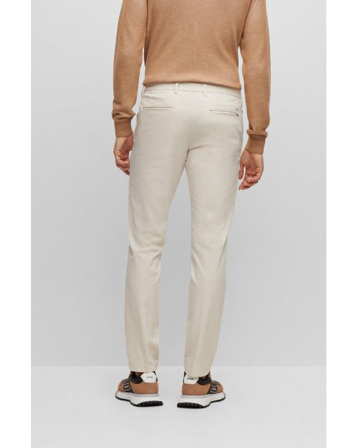 Boss Gray Boss Stretched Slim-Fit Trousers for men