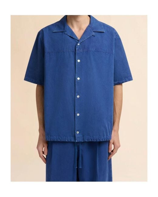 Marni Blue Short-Sleeved Drawstring Hem Shirt for men