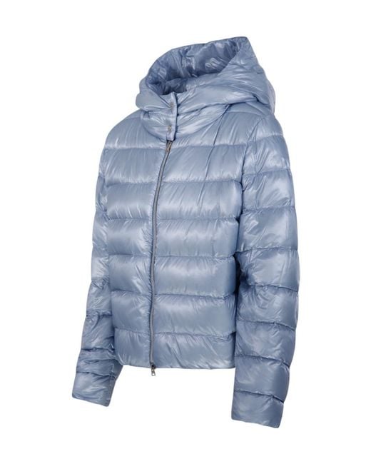 Herno Blue Hooded Quilted Jacket