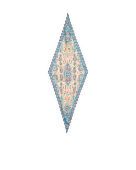 Etro White Floral Leafy Paisley Motif Scarf