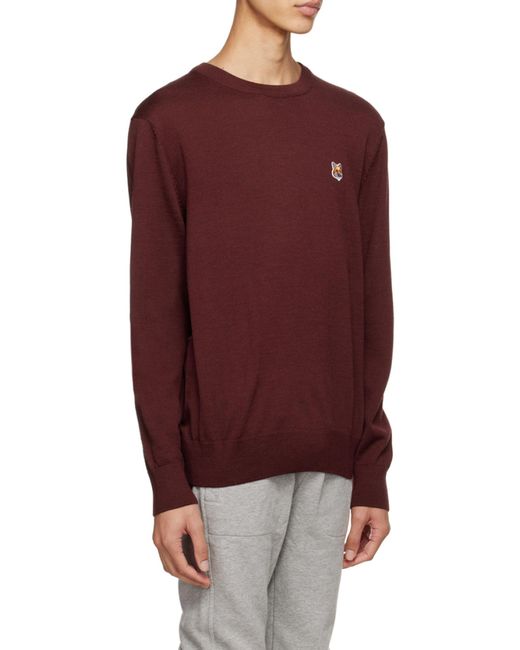 Maison Kitsuné Red Logo Crew-Neck Jumper for men