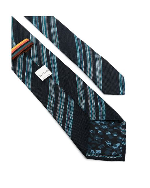 Paul Smith Blue Block-Stripe Tie for men