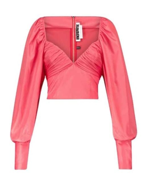 ROTATE BIRGER CHRISTENSEN Red Long-Sleeved T-Shirt