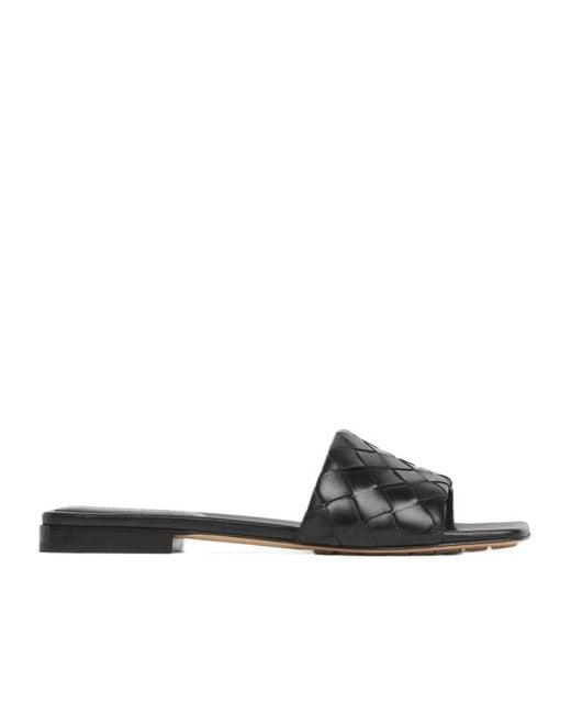 Bottega Veneta White Parco Intrecciato Flat Sandals