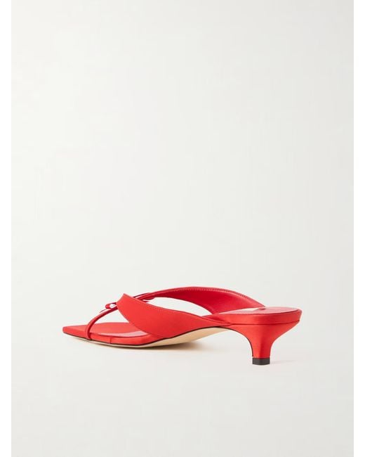 Totême Red Bow-Decorated Satin High-Heeled Sandals