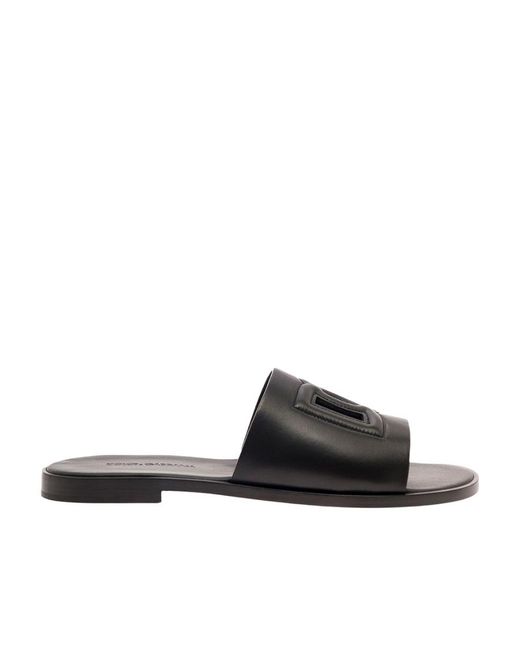 Dolce & Gabbana Black Dg Cut-Out Detailed Slides for men