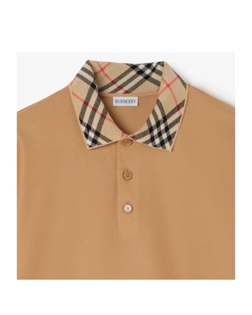 Burberry Natural Check-Trim Short Sleeved Polo Shirt for men