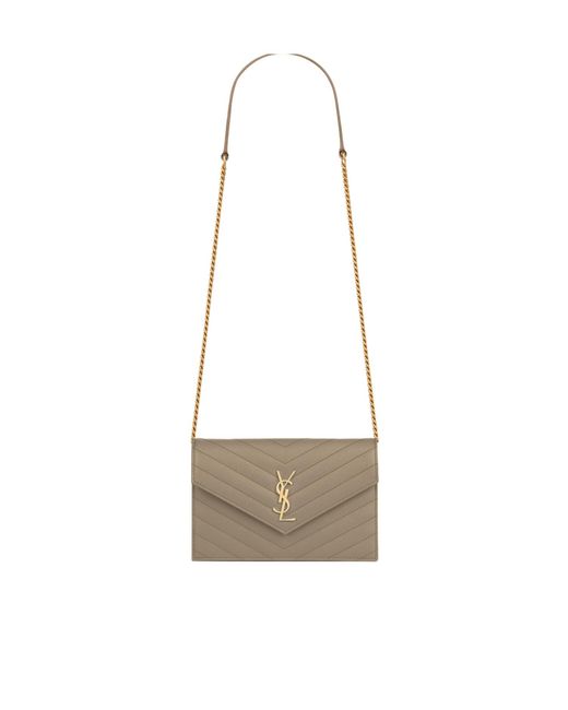 Saint Laurent White Cassandre Envelope Chain Wallet