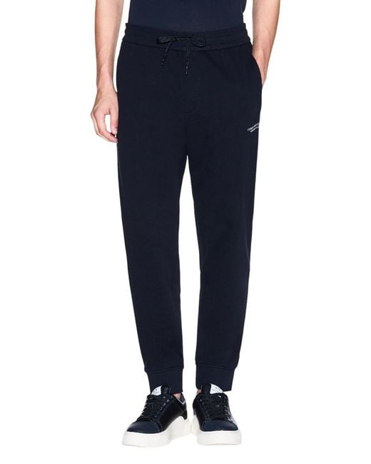ARMANI EXCHANGE Blue Logo-Detail Drawstring Track Pants for men