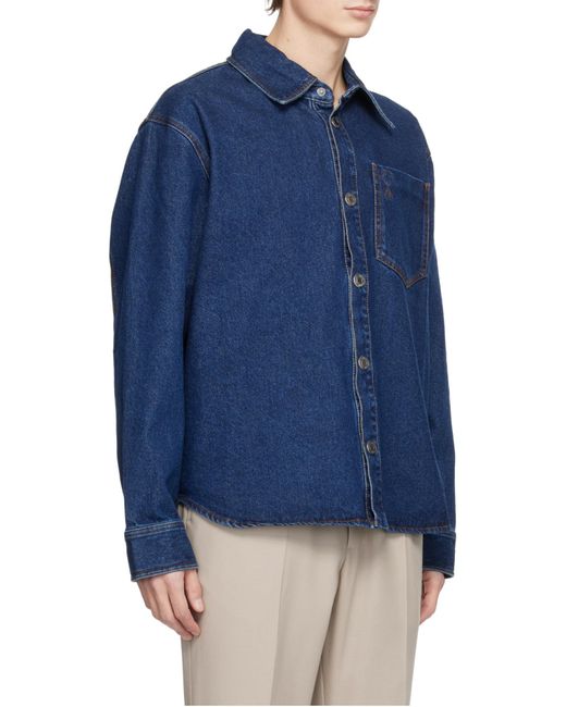 AMI Blue Ami De Coeur Denim Overshirt for men