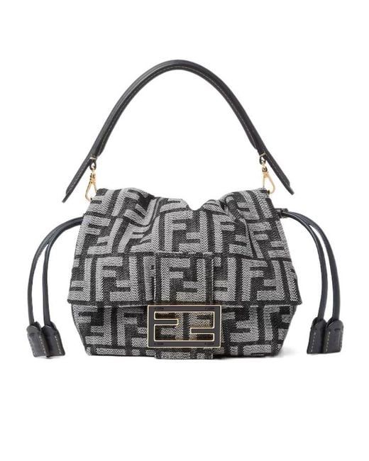 Fendi Multicolor Dark Ff Flocked Denim Mini-Bag