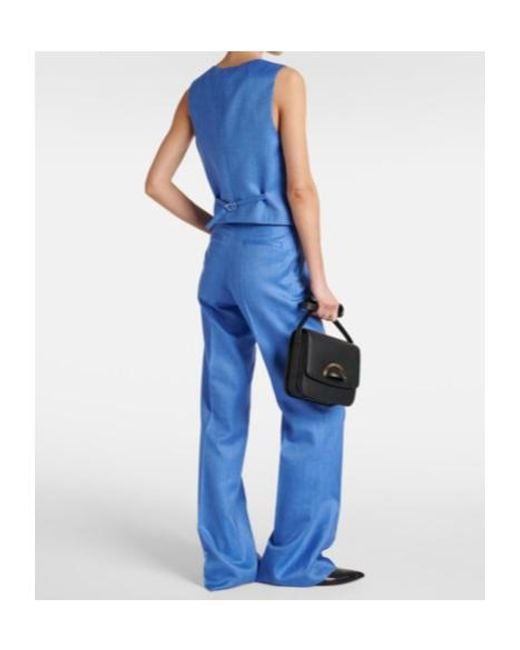 Gabriela Hearst Blue Coleridge Wool, Silk, And Linen Vest